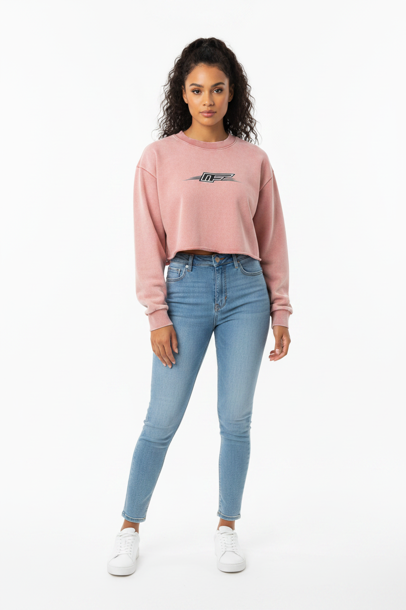 Chic Snow Washed Cropped Sweatshirt for Women - Effortless Style Meets Comfort