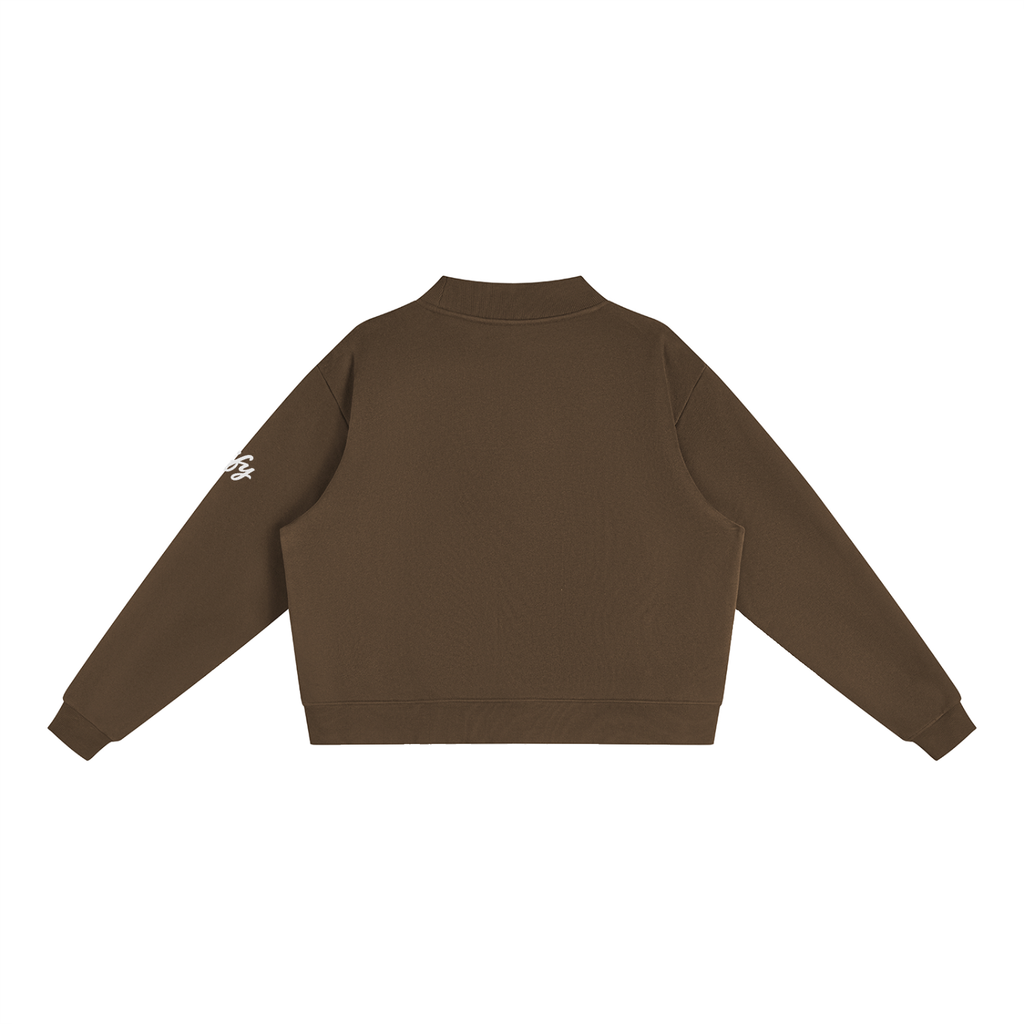 Oversized Mock-Neck Fleece Sweatshirt