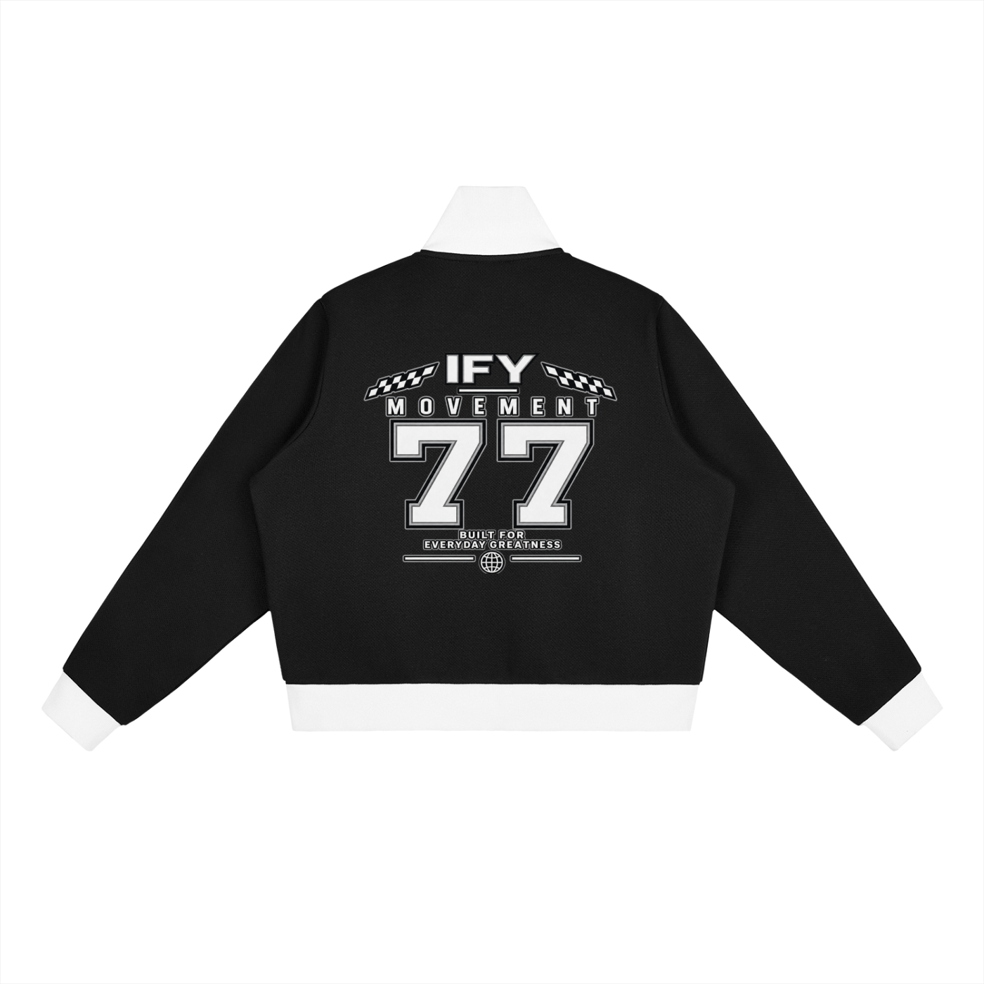 Contrast Side Stripe Fleece Cropped Track Jacket