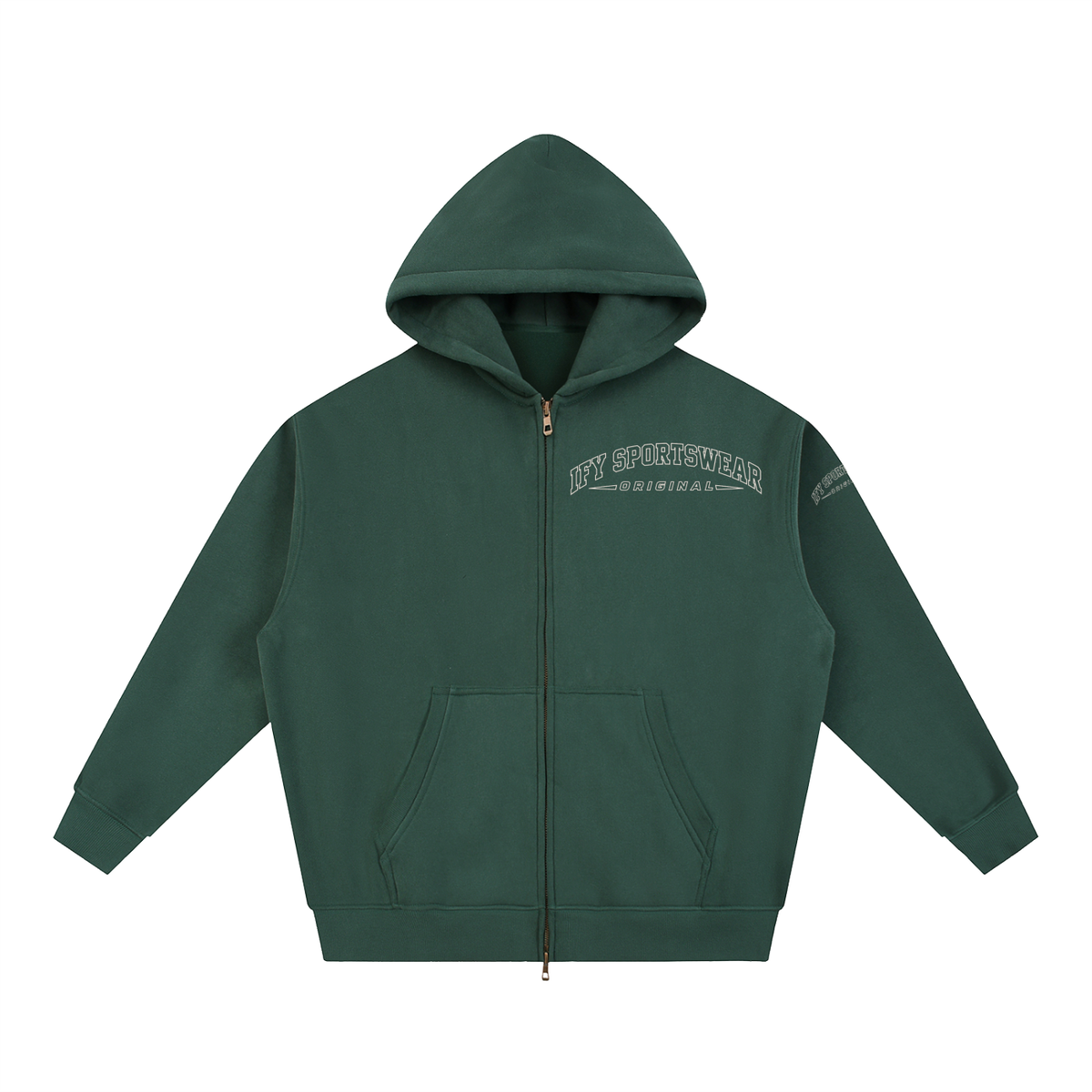 Oversized Two-Way Zip Fleece Hoodie