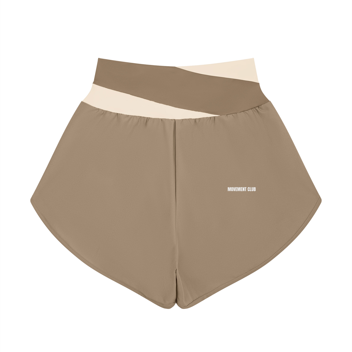 Panelled Crossover-Waist Yoga Shorts