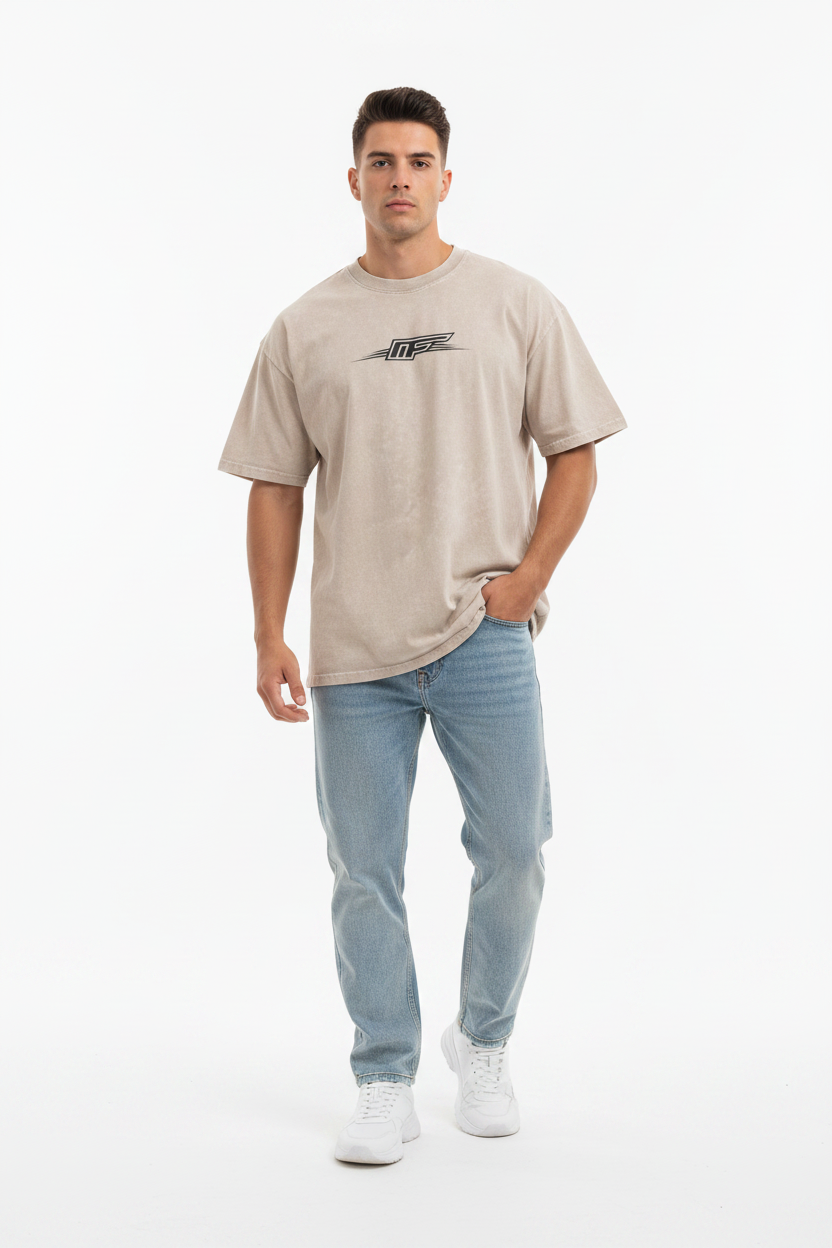 Snow Washed Oversized Cotton T-Shirt