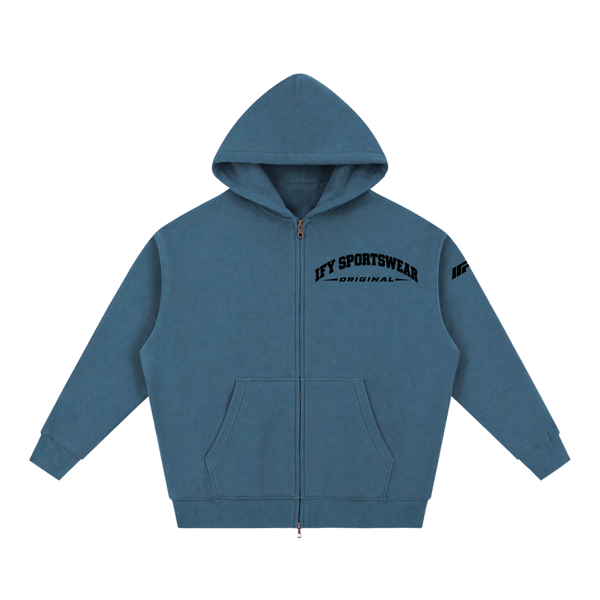 Oversized Two-Way Zip Fleece Hoodie