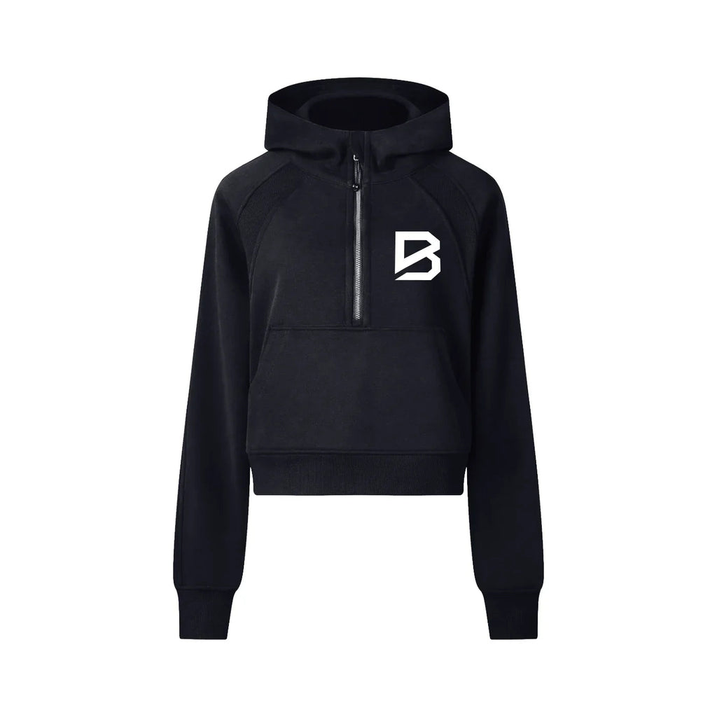Women's Cropped Half-Zip Hoodie - Premium Gym Hoodie | BRACE