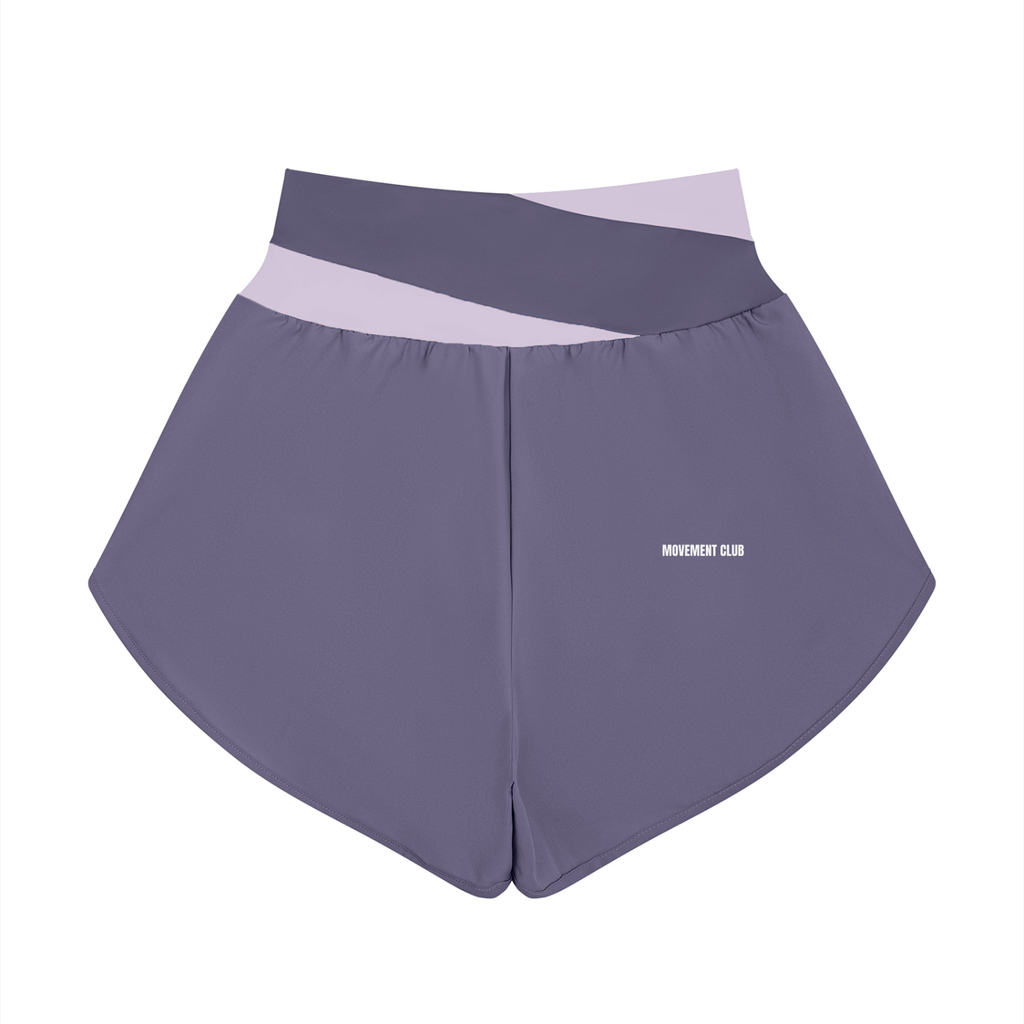 Panelled Crossover-Waist Yoga Shorts