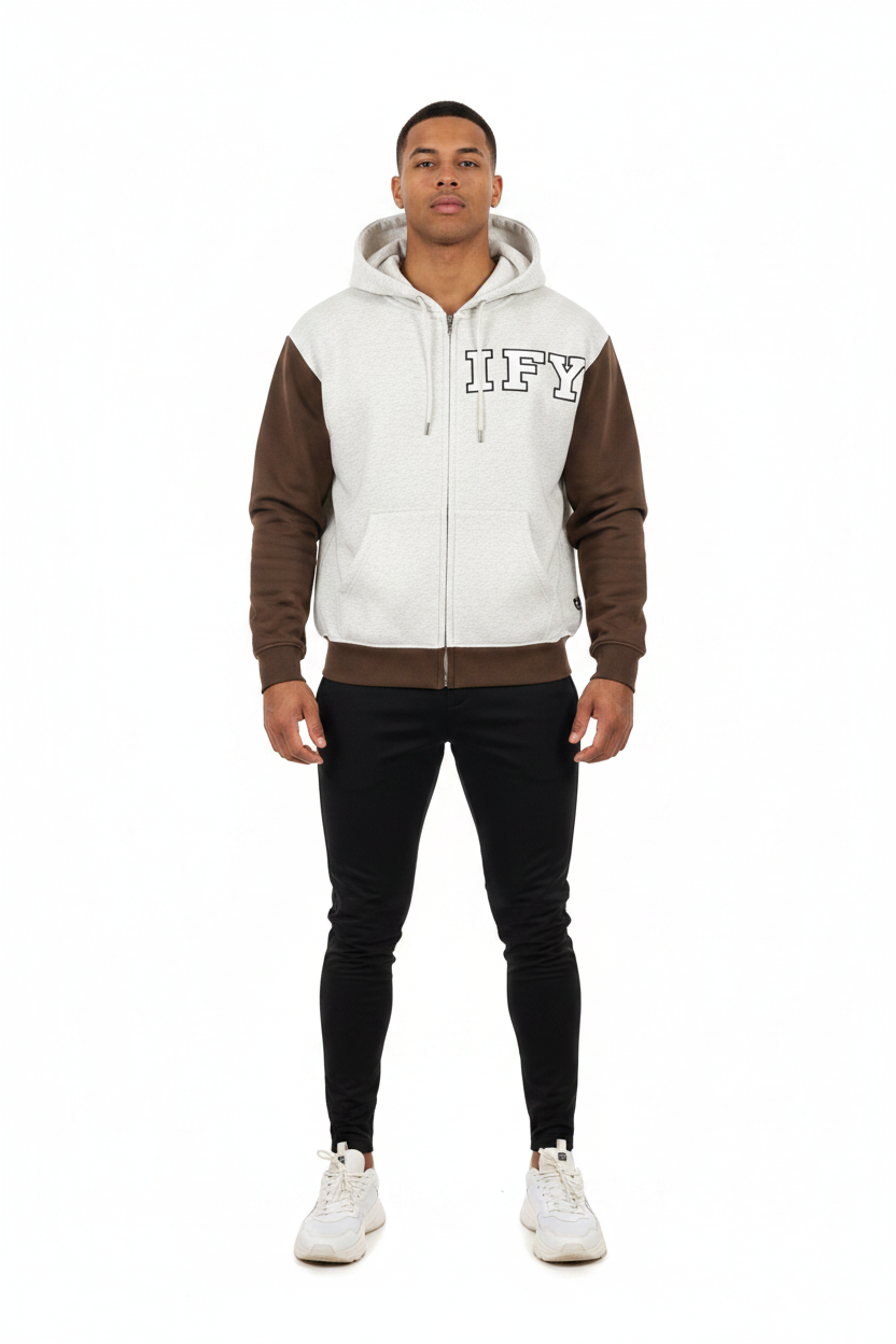 Unisex Color Block Fleece Full Zip Hoodie