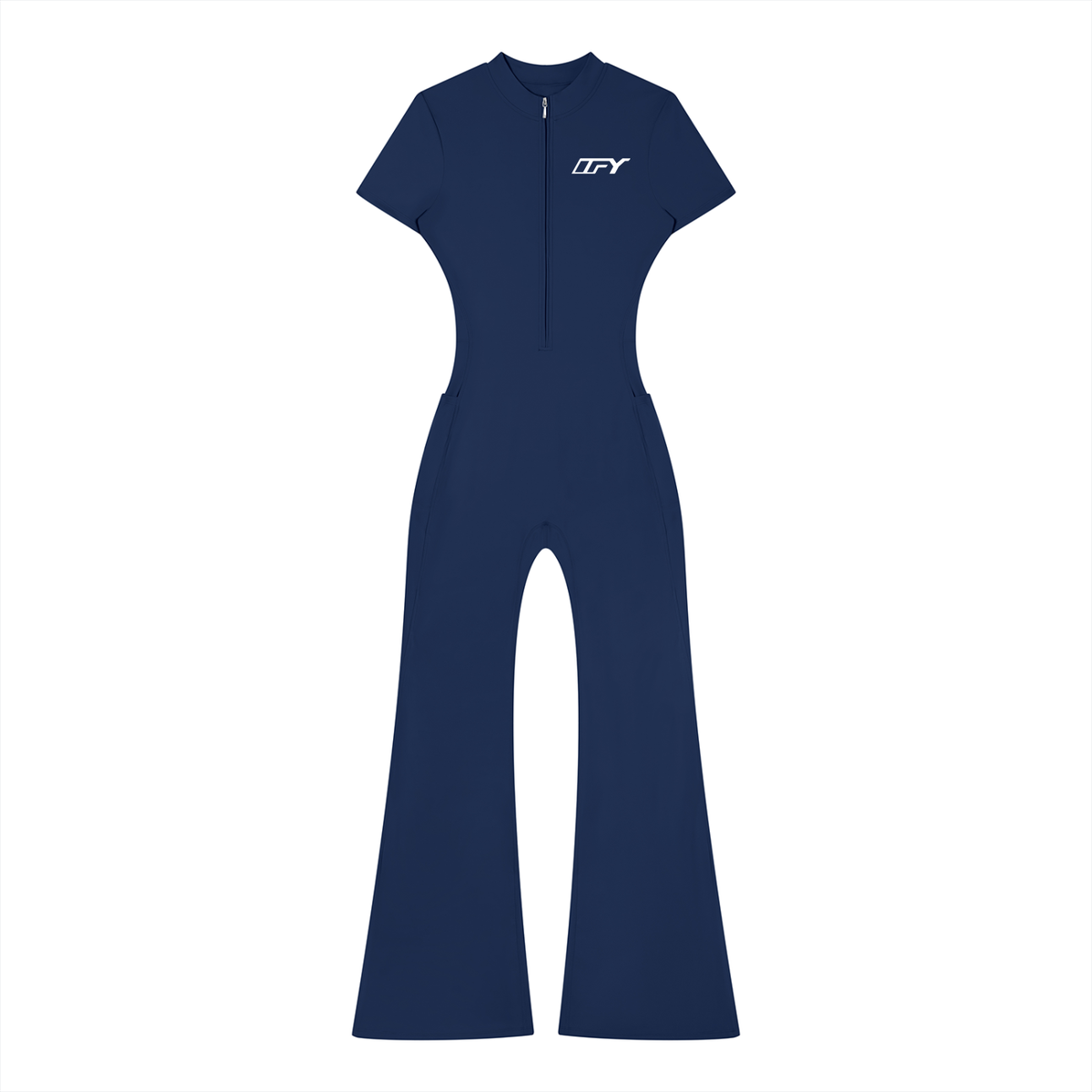 Women’s Tight Flared Leg Quarter-Zip Jumpsuit