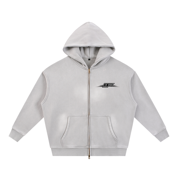 Sunfade Two-way Zipper Boxy Fleece Hoodie