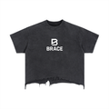 Vintage Wash Boxy T-Shirt - Distressed Hem Gym Tee | BRACE