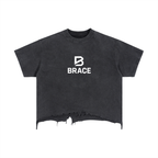 Vintage Wash Boxy T-Shirt - Distressed Hem Gym Tee | BRACE