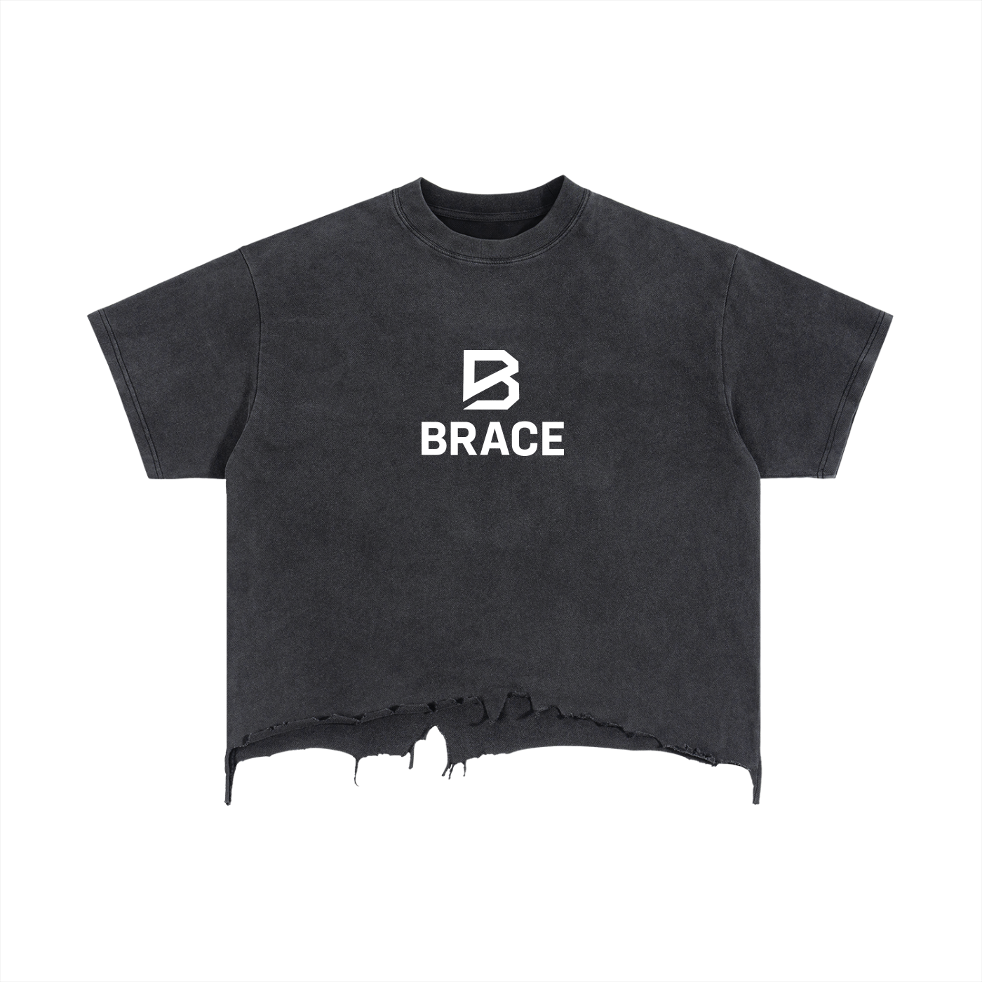 Vintage Wash Boxy T-Shirt - Distressed Hem Gym Tee | BRACE