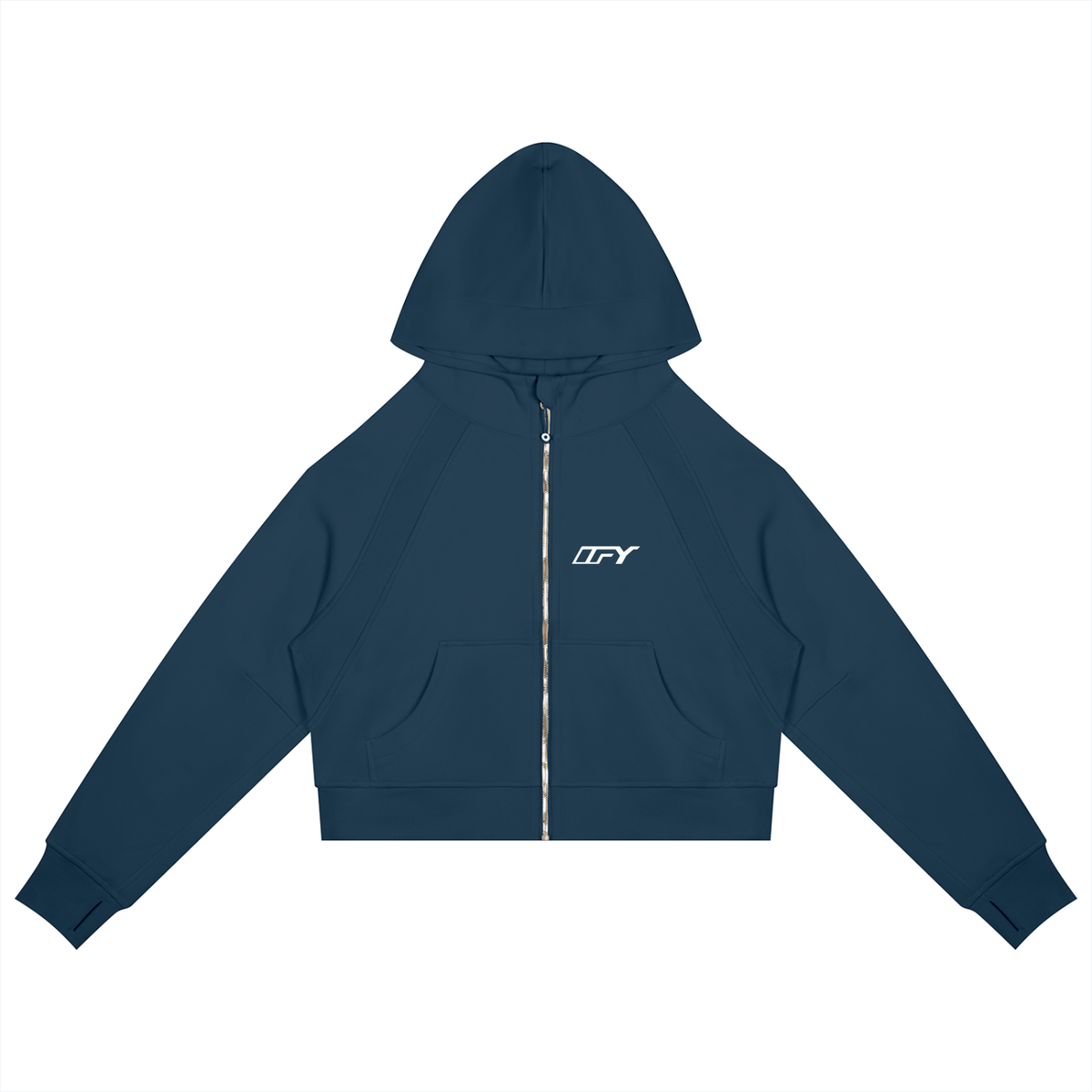 Cropped Zip-Through Hoodie