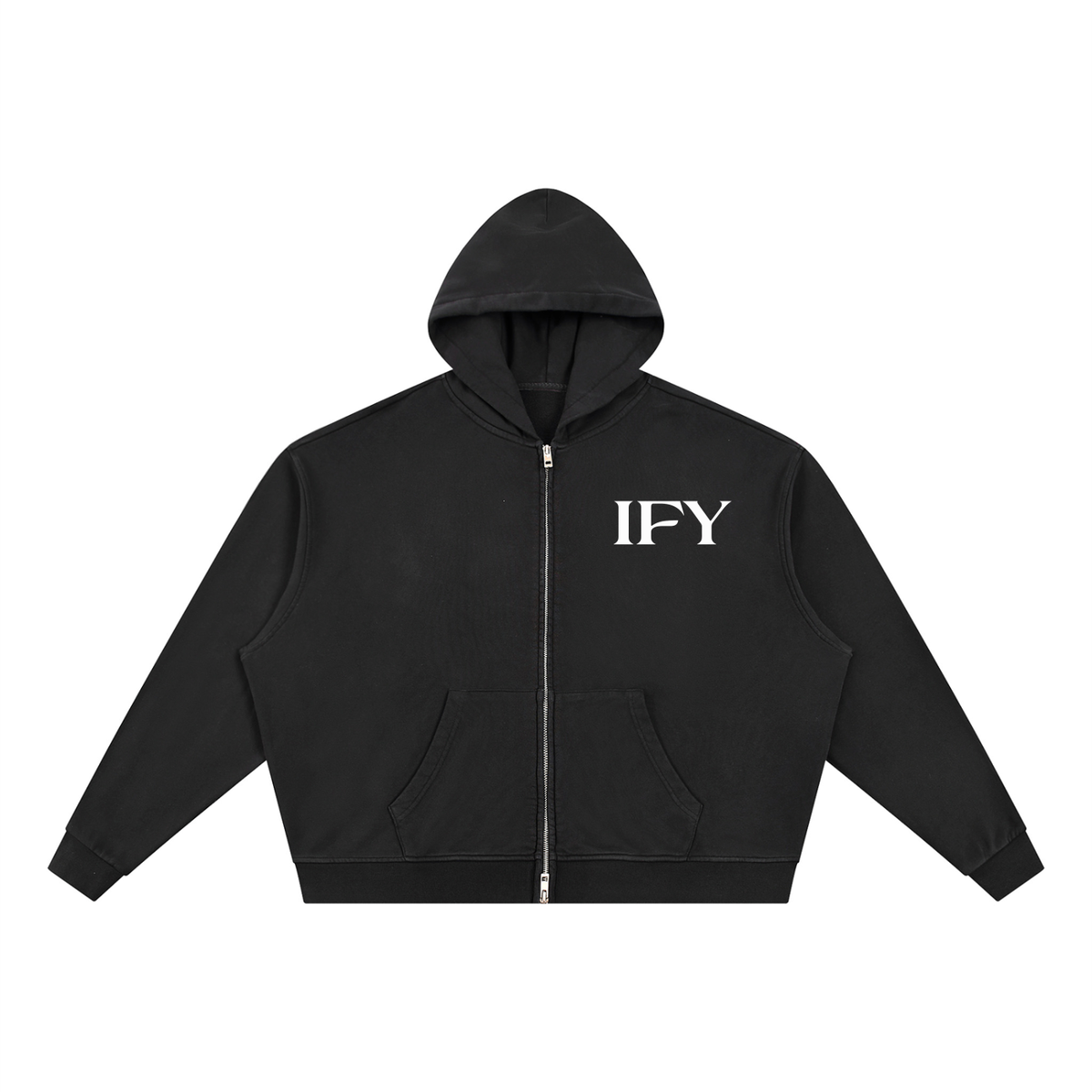 Unisex Vintage Wash Full Zip Boxy Hoodie