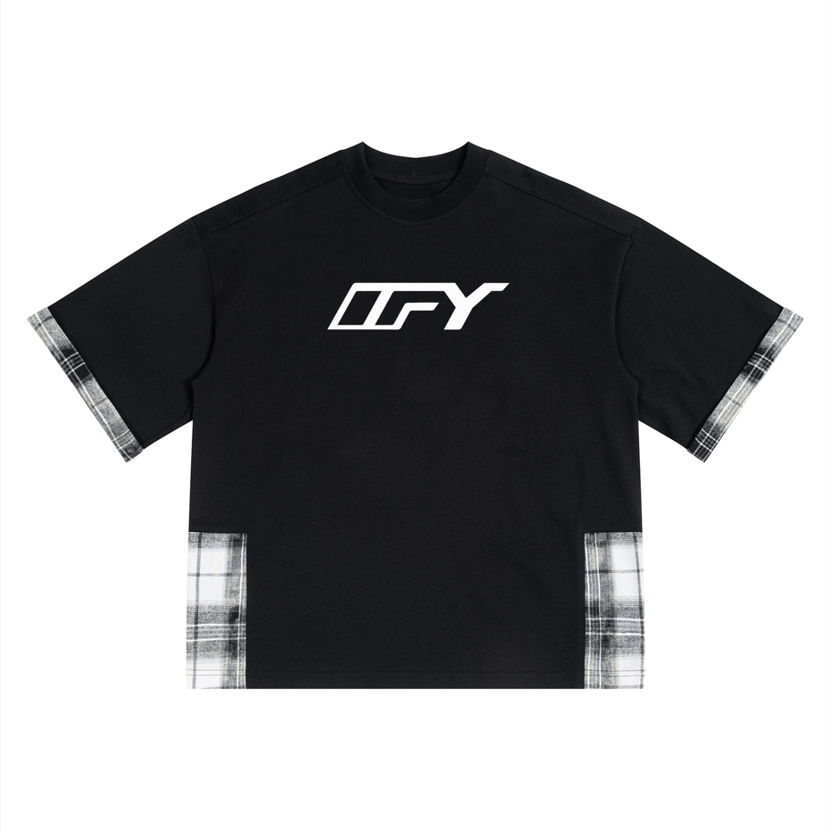 Unisex Plaid Paneled T-Shirt