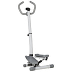 Adjustable Twist Stepper Aerobic Ab Exercise Fitness Workout Machine W/ LCD Screen, Height Adjust Handlebars For Home Gym, White And Grey