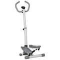 Adjustable Twist Stepper Aerobic Ab Exercise Fitness Workout Machine W/ LCD Screen, Height Adjust Handlebars For Home Gym, White And Grey