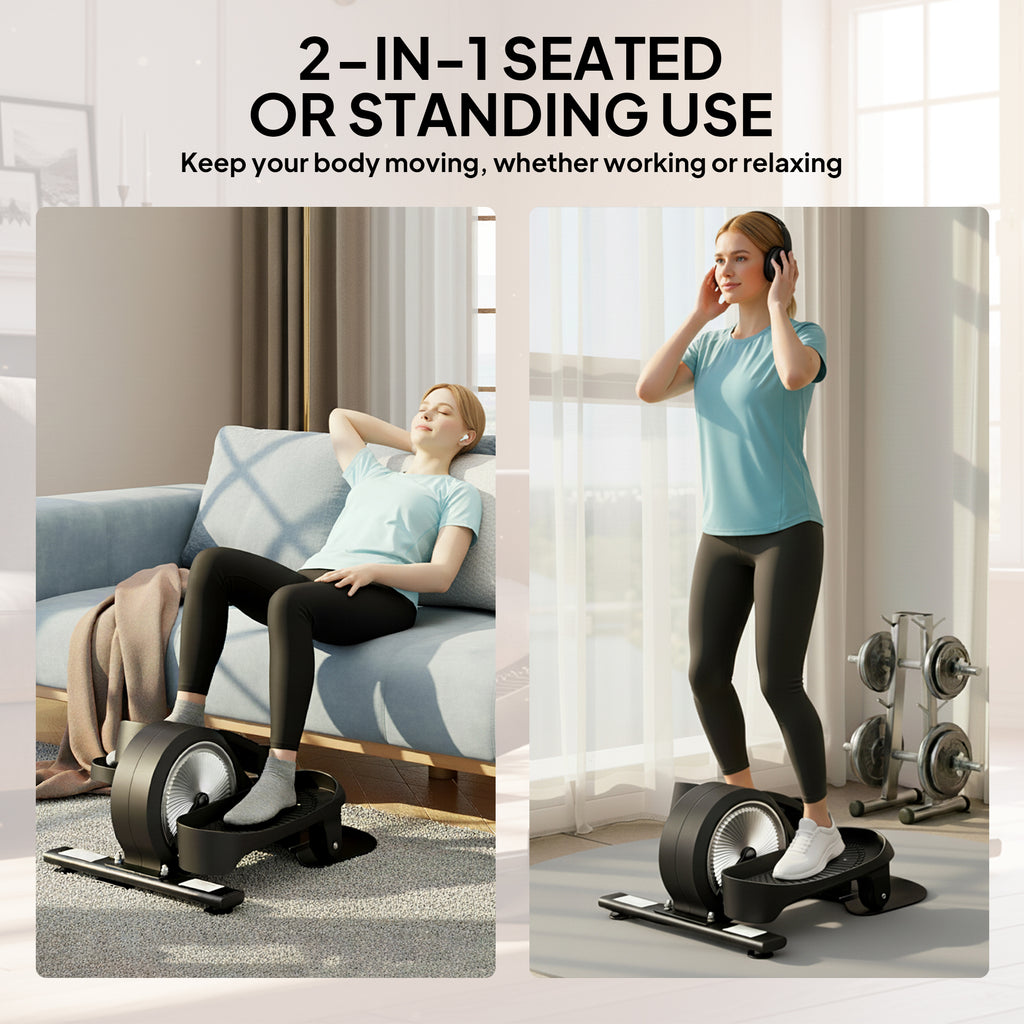 SPORTNOW Under Desk Elliptical Machine With LCD Monitor, 8 Adjustable Magnetic Resistances For 2-in-1 Seat & Stand Up Exercise - IFY Sports
