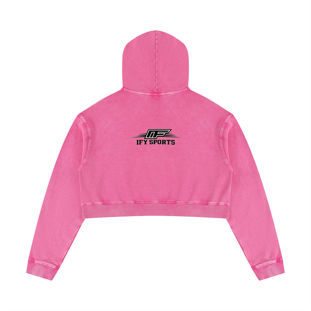 Elevate Your Everyday Look with Our Women's Mineral Washed Crop Hoodie