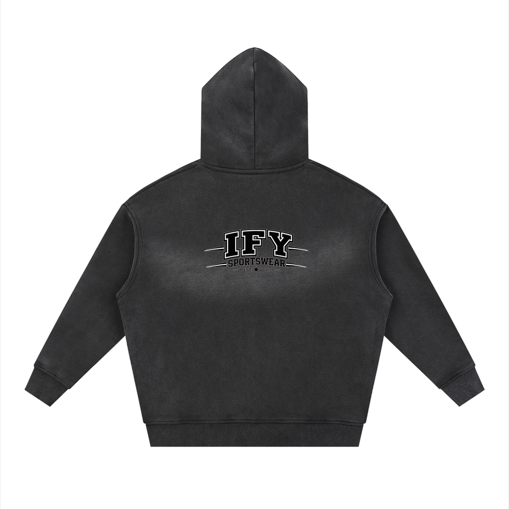 Sunfade Two-way Zipper Boxy Fleece Hoodie