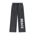 Snow Washed Sweatpants - Raw Edge Tape Detail Gym Joggers | BRACE