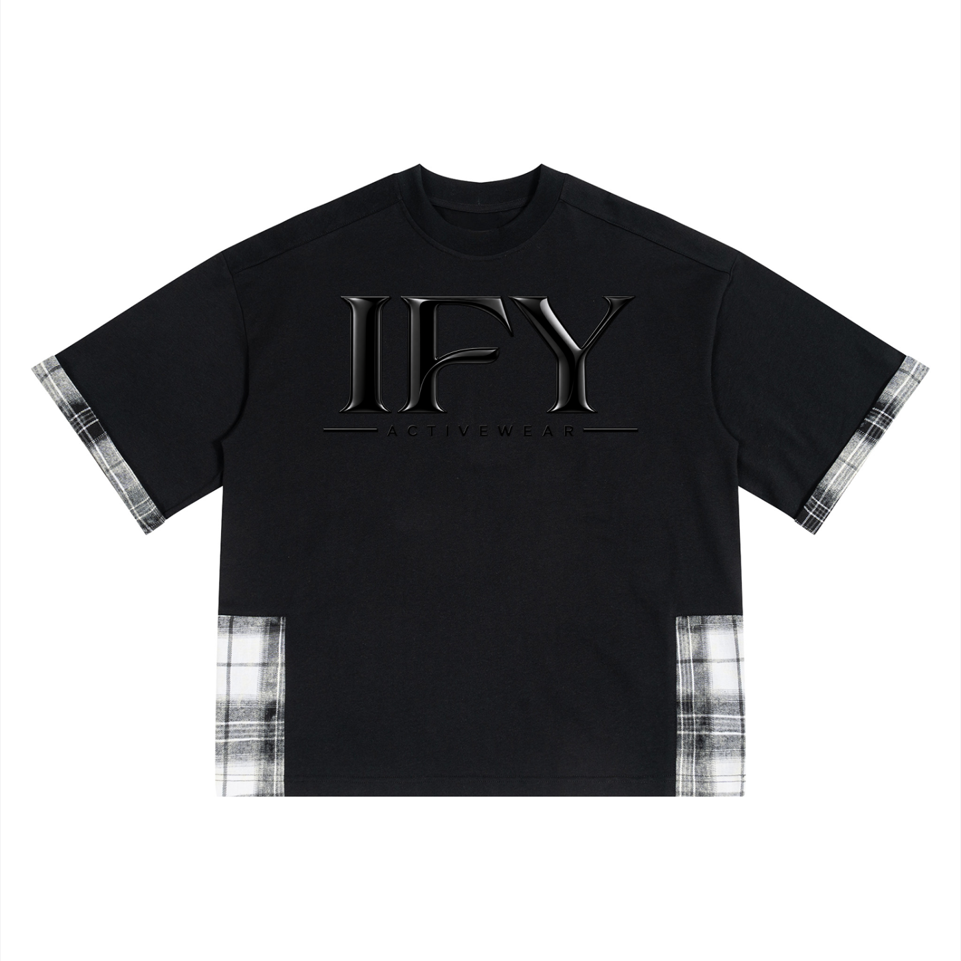 Unisex Plaid Paneled T-Shirt