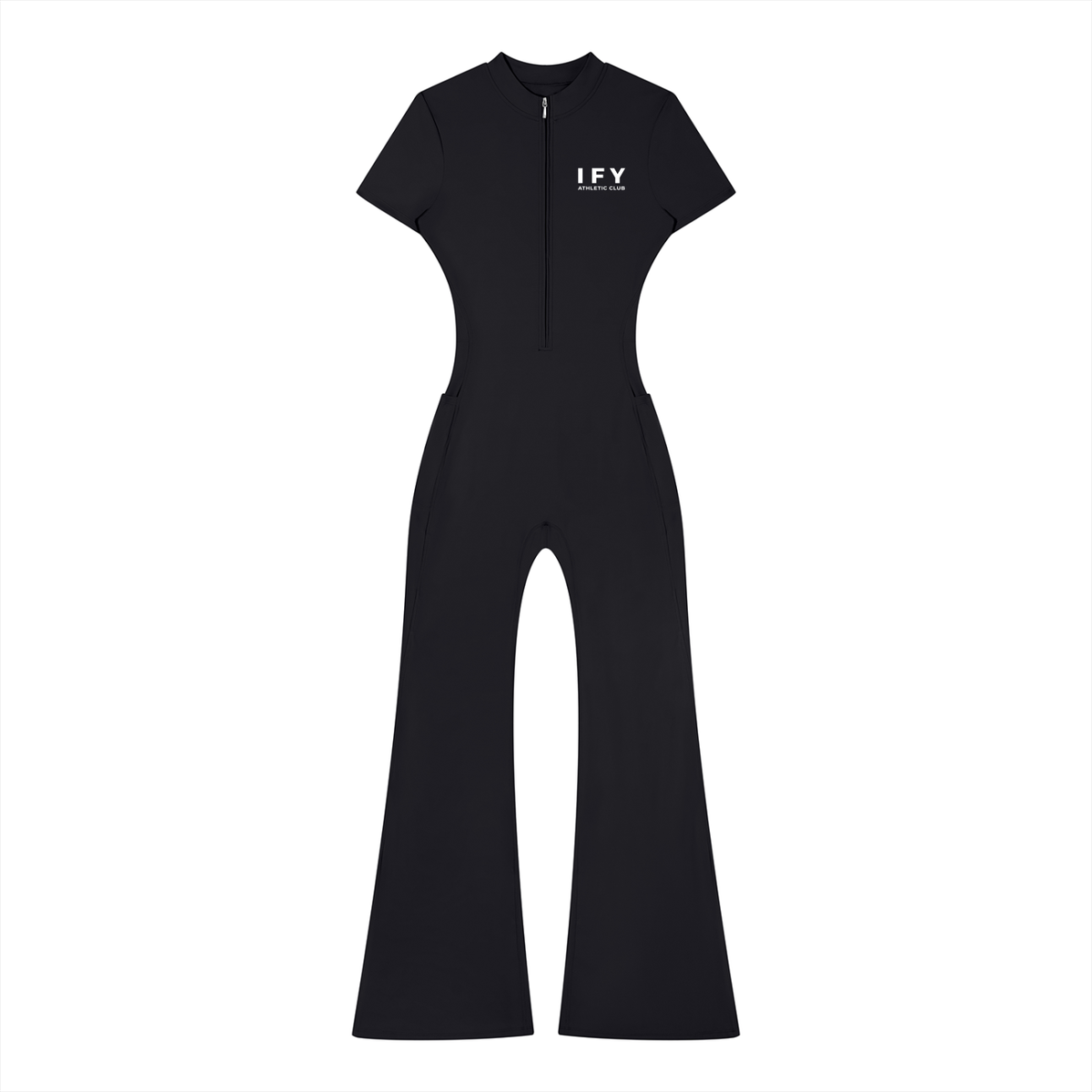 Tight Flared Leg Quarter-Zip Jumpsuit