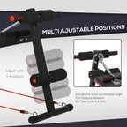 Sit Up Bench Core Workout Adjustable Thigh Support Foldable For Home Gym W Arm Pulling Rope Black - IFY Sports