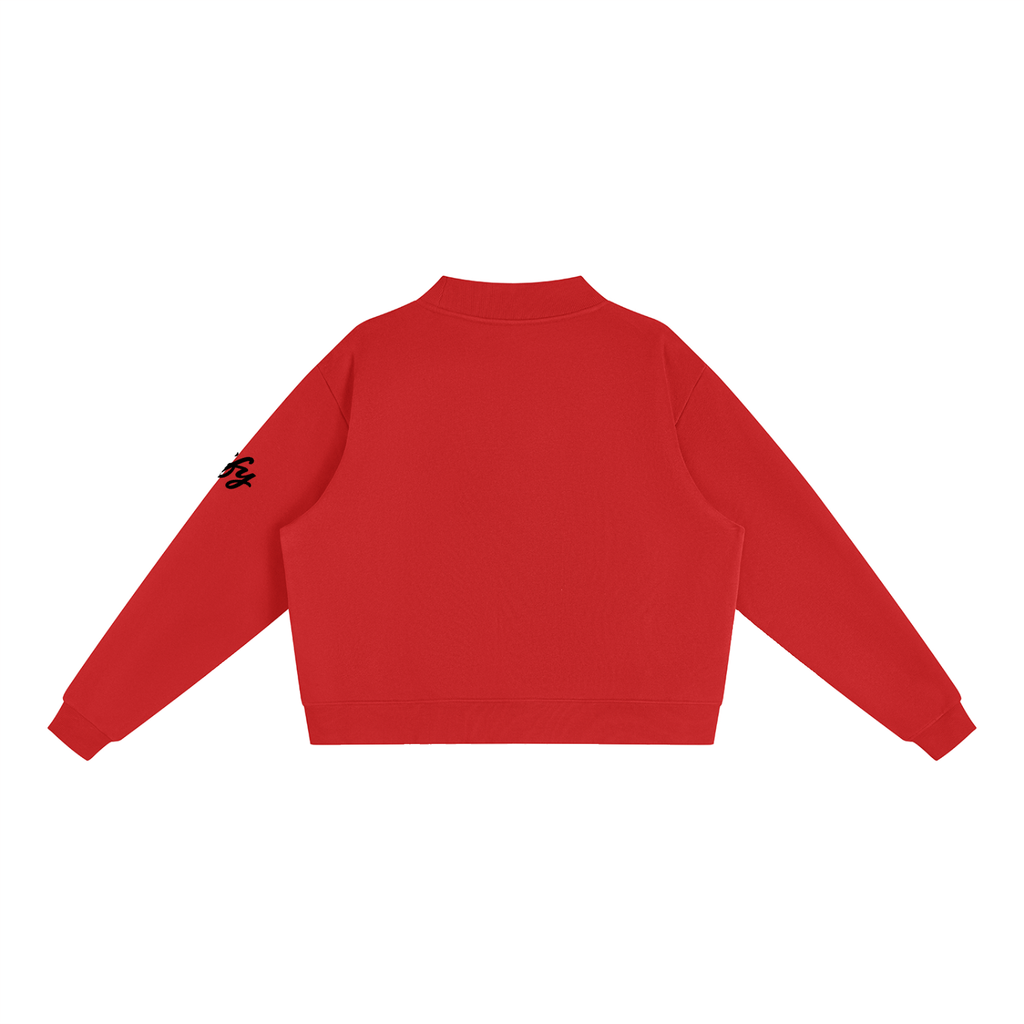 Oversized Mock-Neck Fleece Sweatshirt
