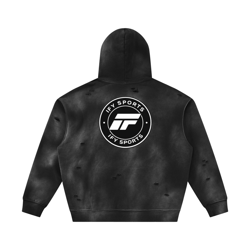 Unisex Sunfade Frayed Fleece Hoodie