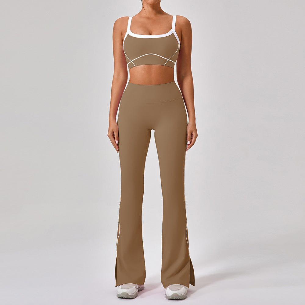 Outdoor Sports Yoga Suits Women's Spaghetti Strap Contrast Color Fitness Set Outfits - IFY Sports