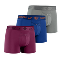 3-pack: IKON Men's 3" Trunks - Plum + Italia + Charcoal