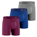 3-Pack: IKON Men's 6" Boxers - Plum / Italia / Charcoal