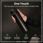 Leak Proof 1 Litre Thermal Water Bottle, Insulated, Black, 1L