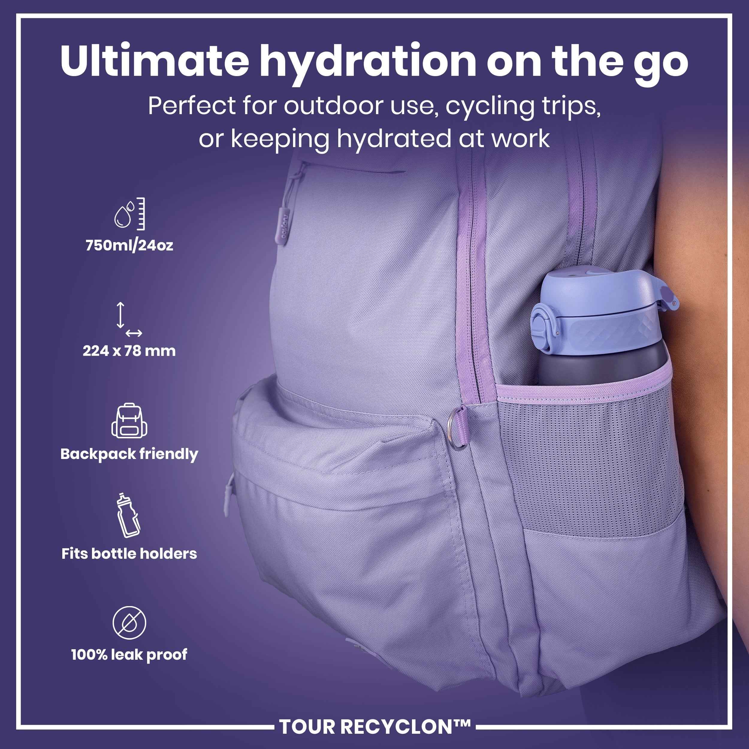 Bottle, Recyclon, Light Purple, 750ml