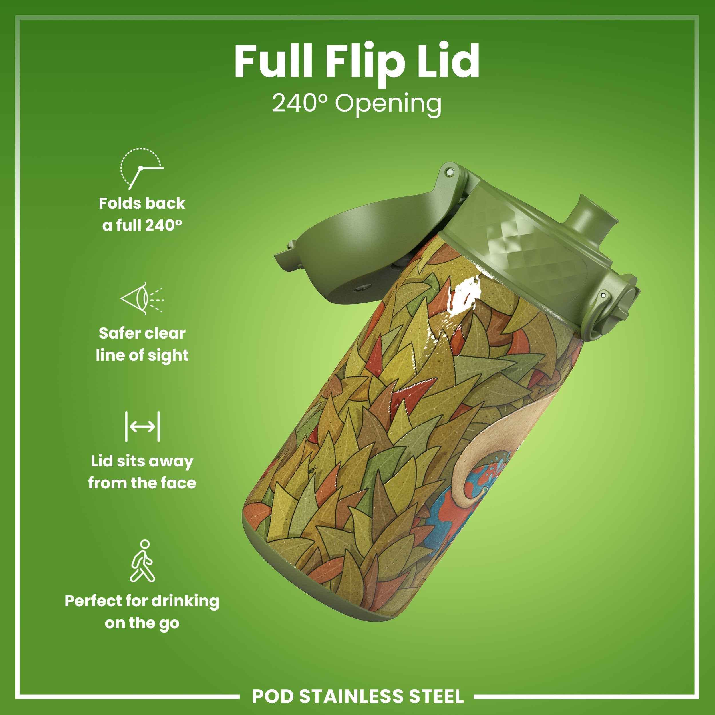 Leak Proof Water Bottle, Stainless Steel, Elephant, 400ml (13oz)