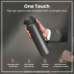 Leak Proof 1 Litre Water Bottle, Stainless Steel, Grey, 1L