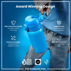 Leak Proof Water Bottle, Stainless Steel, Blue, 400ml (13oz)