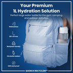Leak Proof 1 Litre Water Bottle with Times to Drink, Recyclon, Ice, 1L