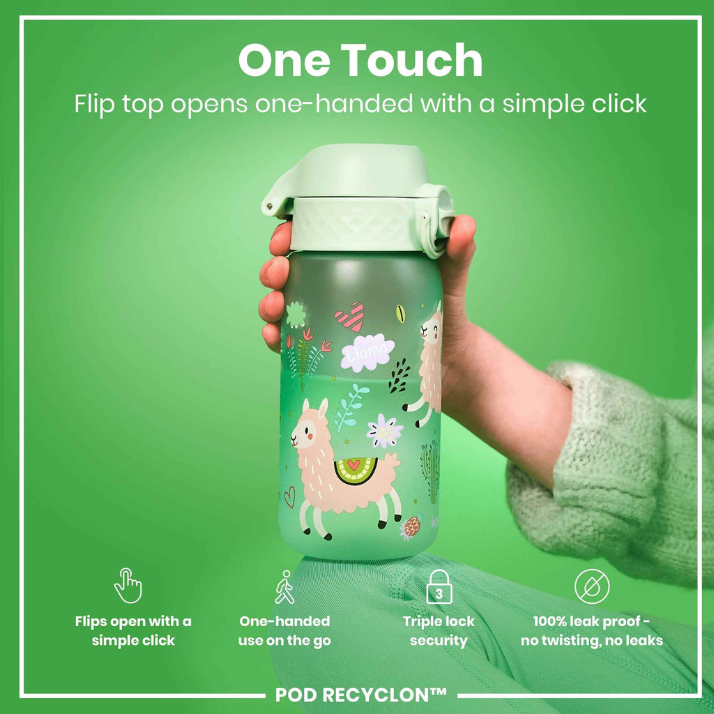 Leak Proof Kids Water Bottle, Recyclon, Llamas, 350ml (12oz)