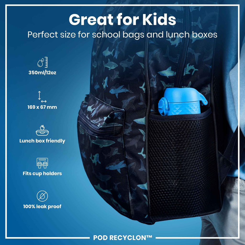 Leak Proof Kids Water Bottle, Recyclon, Blue, 350ml (12oz)