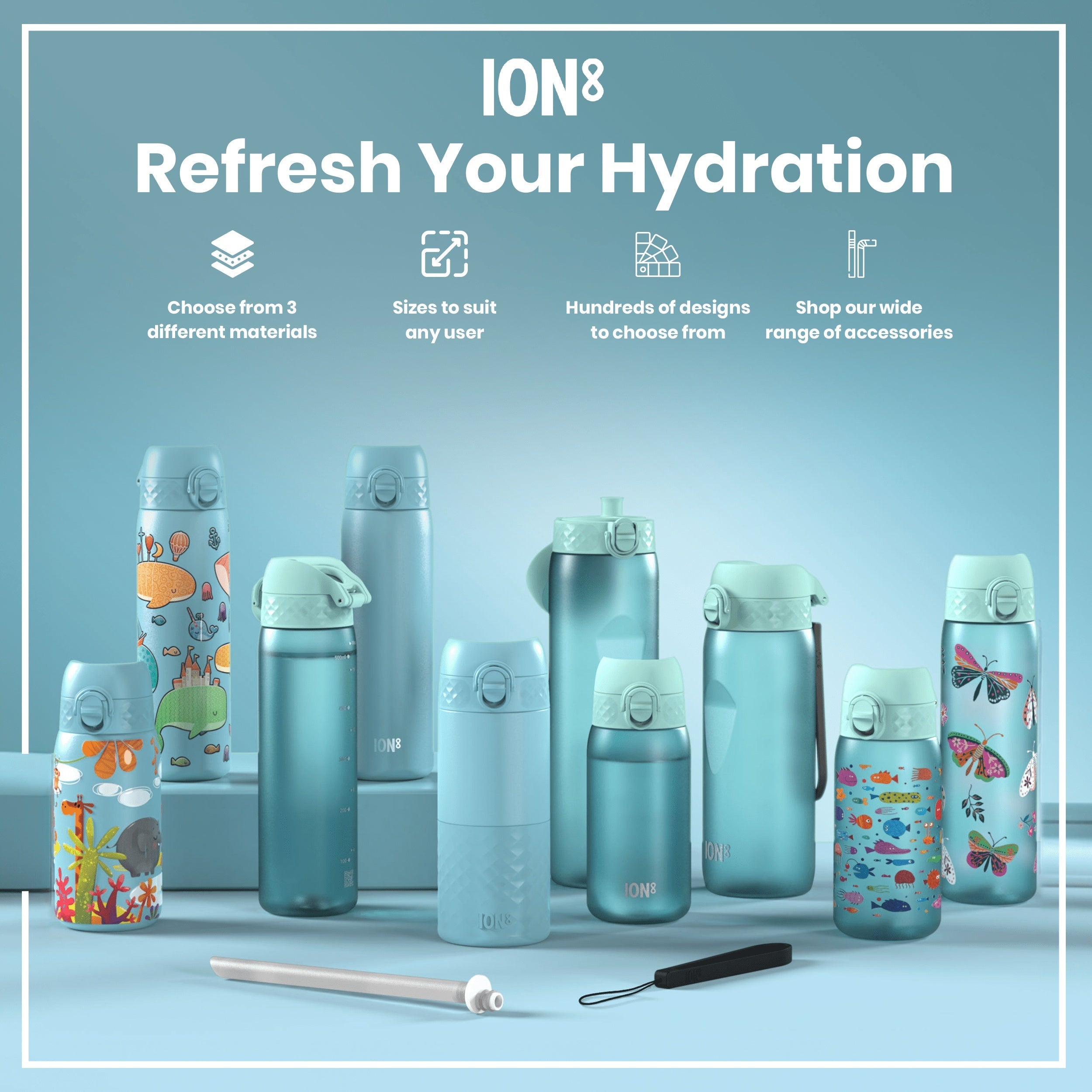 Leak Proof Kids Water Bottle, Recyclon, Fish, 350ml (12oz)