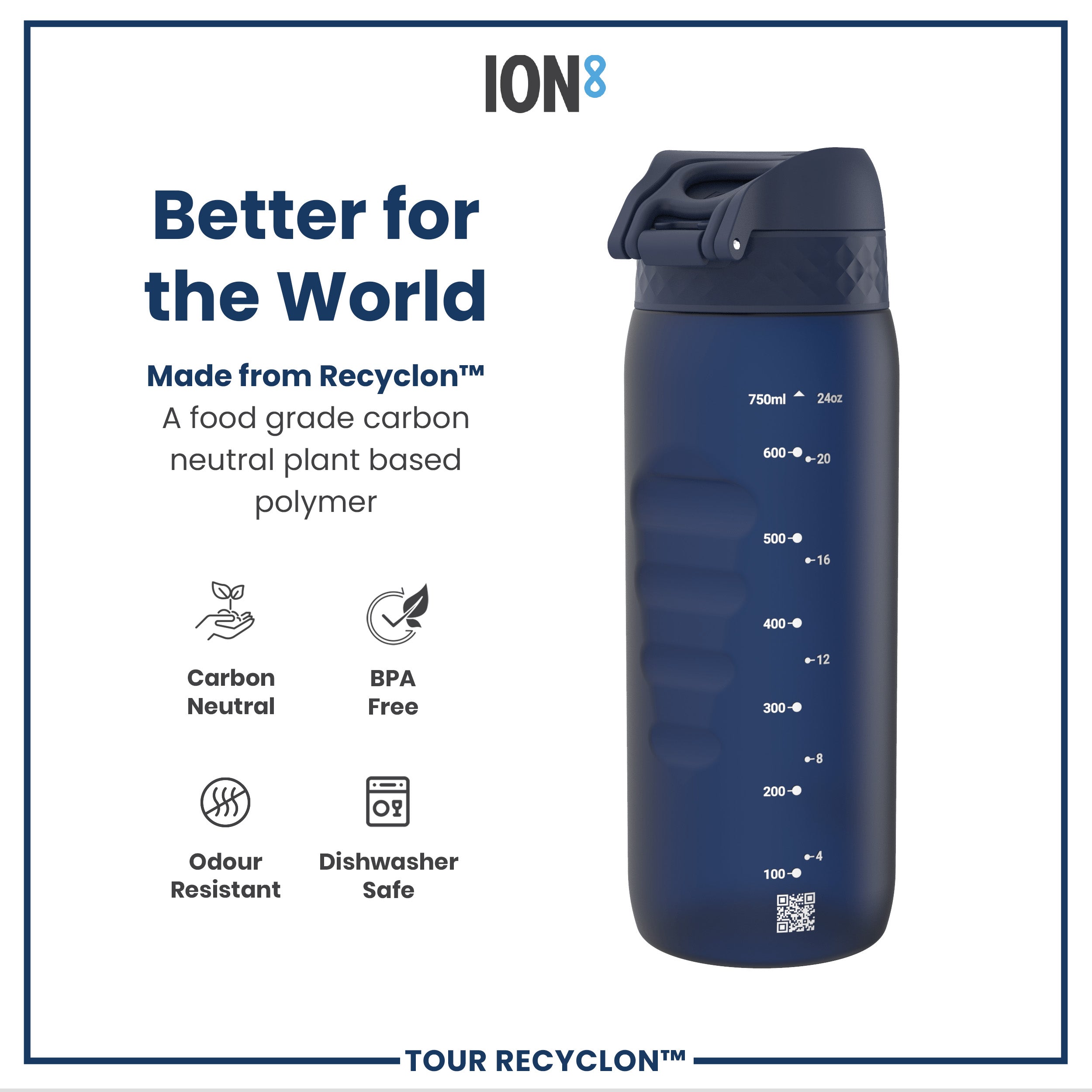 Bottle, Recyclon, Navy, 750ml