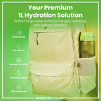 Leak Proof 1 litre Water Bottle, Recyclon, Green, 1L