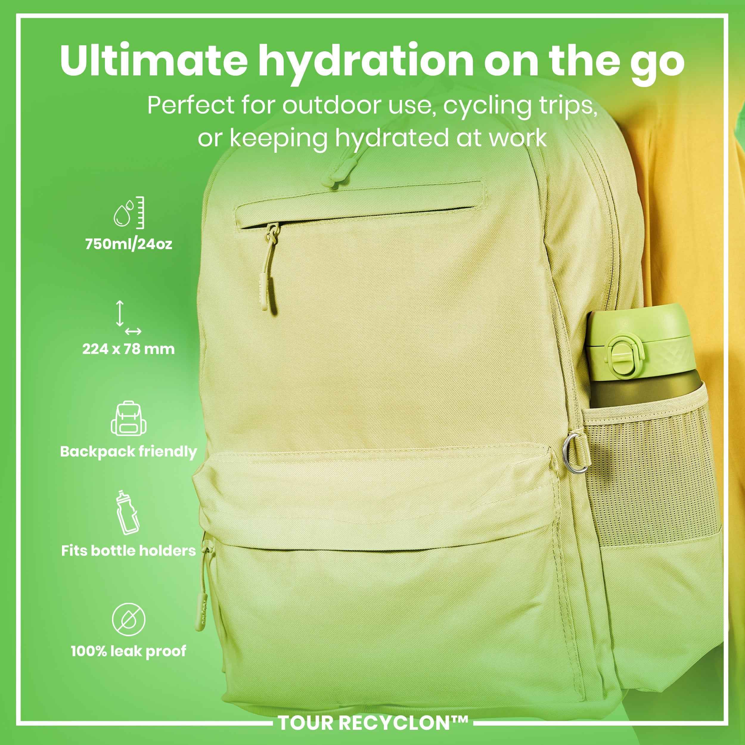 Bottle, Recyclon, Green, 750ml