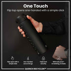 Leak Proof 1 litre Water Bottle, Recyclon, Black, 1L