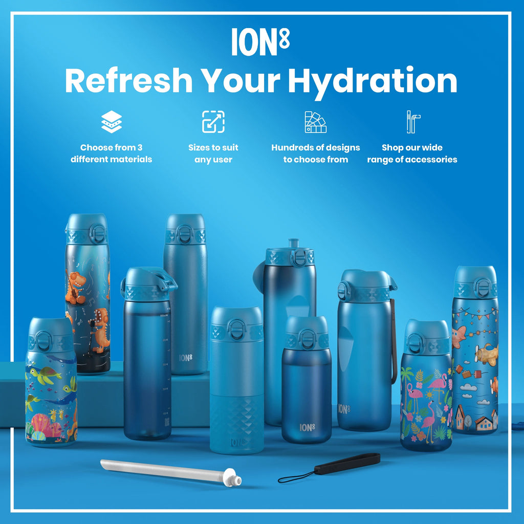Leak Proof Slim Water Bottle, Recyclon, Blue, 500ml (18oz)