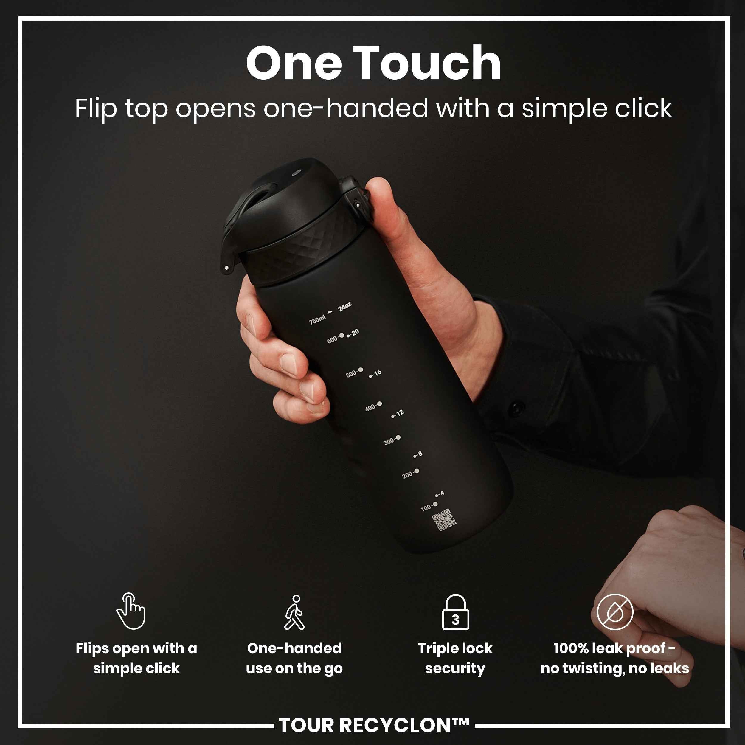 Bottle, Recyclon, Black, 750ml