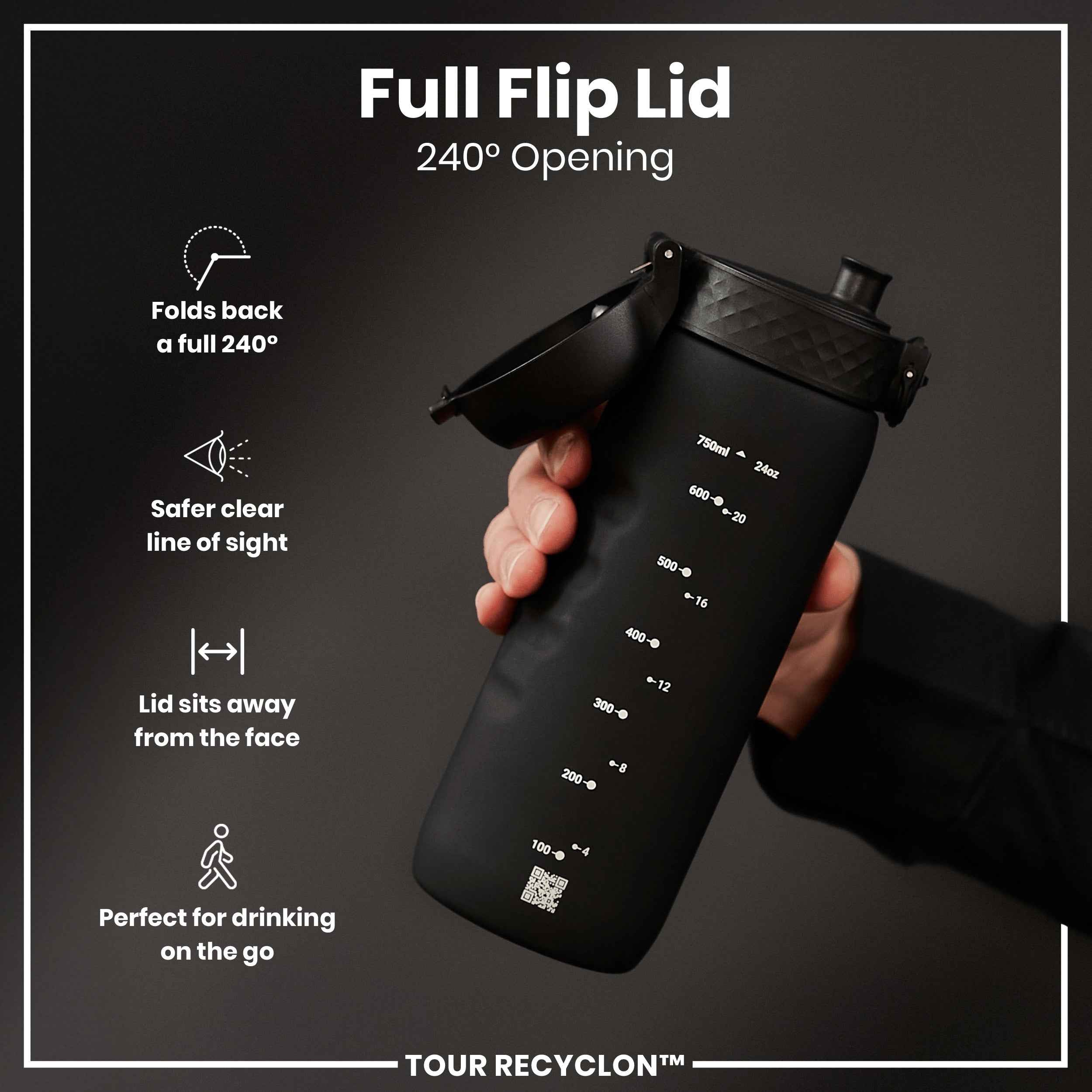 Bottle, Recyclon, Black, 750ml