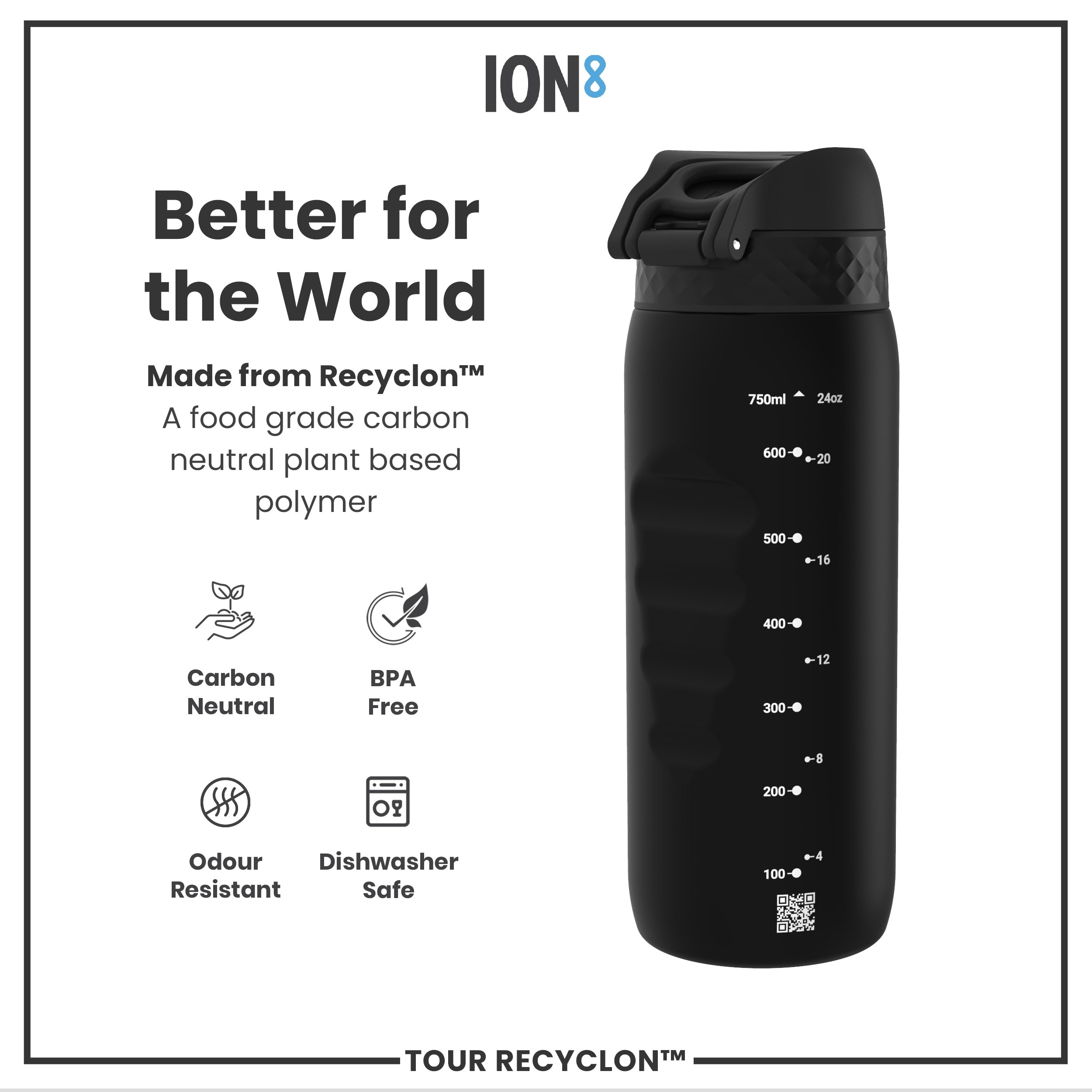 Bottle, Recyclon, Black, 750ml