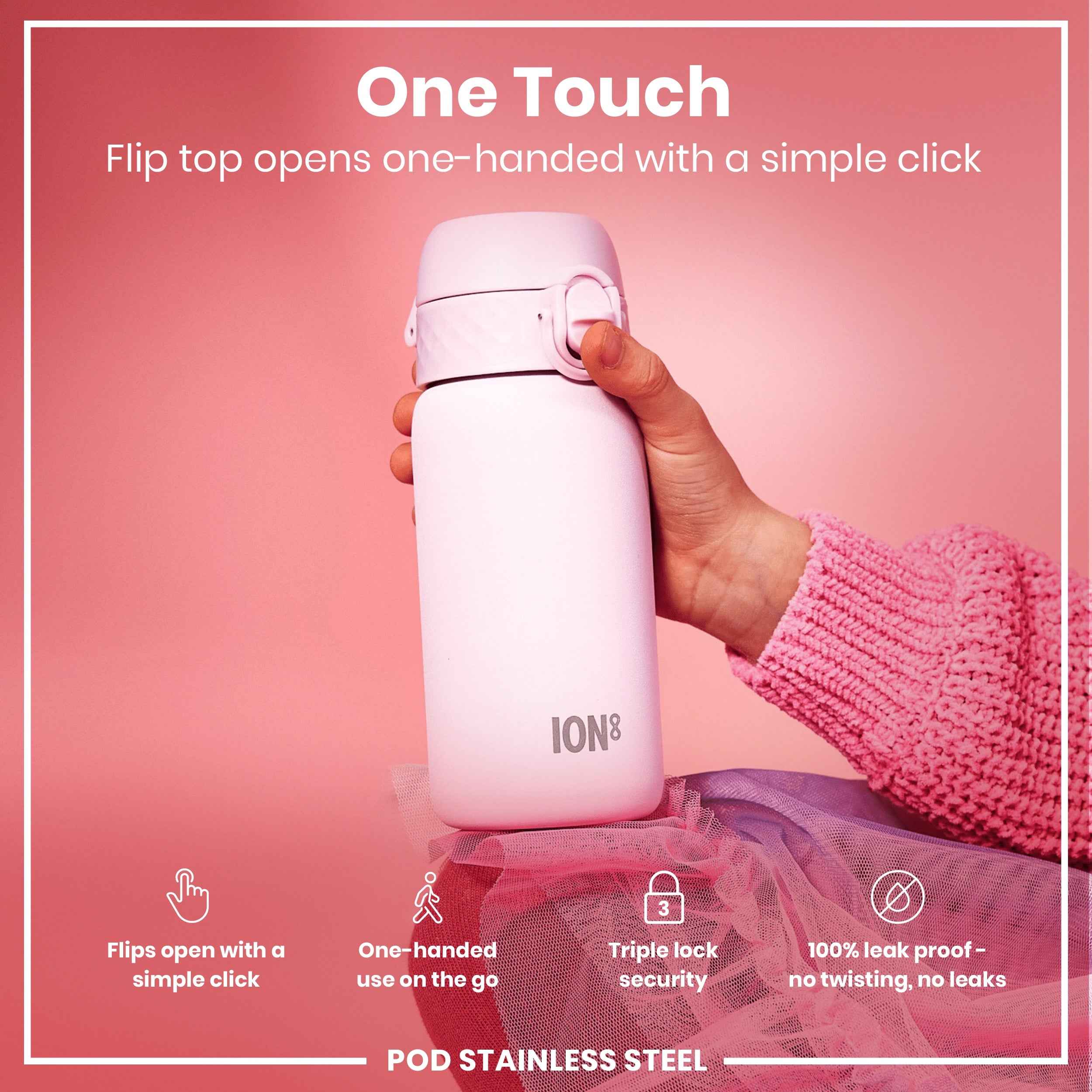Leak Proof Kids Water Bottle, Stainless Steel, Lilac Dusk, 400ml (13oz)